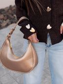 Aria Whipstitch Crescent Shoulder Bag