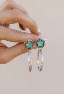 Star Stamped Hoop Sterling Silver Stone Earring MADE TO ORDER-Drop Earrings-Krush Kandy, Women's Online Fashion Boutique Located in Phoenix, Arizona (Scottsdale Area)