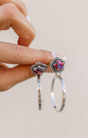 Star Stamped Hoop Sterling Silver Stone Earring MADE TO ORDER-Drop Earrings-Krush Kandy, Women's Online Fashion Boutique Located in Phoenix, Arizona (Scottsdale Area)