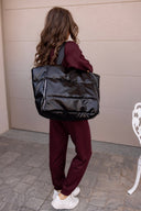 Noir Metallic Puffer Tote-Purses & Bags-Krush Kandy, Women's Online Fashion Boutique Located in Phoenix, Arizona (Scottsdale Area)