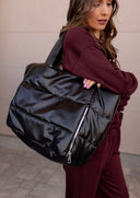 Noir Metallic Puffer Tote-Purses & Bags-Rae Collective, Women's Online Fashion Boutique Located in Phoenix, Arizona (Scottsdale Area)