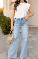 Palazzo Wide Leg Denim Pants