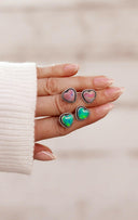 Auroras Heart Single Stone Earrings-Stud Earrings-Rae Collective, Women's Online Fashion Boutique Located in Phoenix, Arizona (Scottsdale Area)