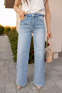 Palazzo Wide Leg Denim Pants