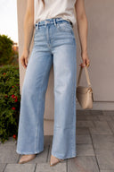 Palazzo Wide Leg Denim Pants
