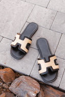 H-SHAPED CUTOUT WOVEN UPPER SLIDE SANDAL