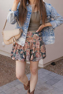 Vintage Floral Print Puff Skirt-Skirts-Krush Kandy, Women's Online Fashion Boutique Located in Phoenix, Arizona (Scottsdale Area)
