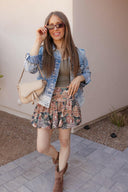 Vintage Floral Print Puff Skirt-Skirts-Rae Collective, Women's Online Fashion Boutique Located in Phoenix, Arizona (Scottsdale Area)