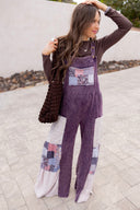 Mineral Washed Tiered Patchwork Boho Jumpsuit
