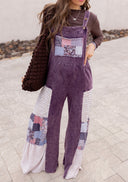 Mineral Washed Tiered Patchwork Boho Jumpsuit