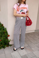 The Stripe Edit Elastic High Waist Pocketed Loose Pants