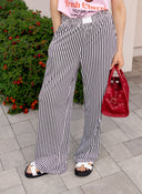The Stripe Edit Elastic High Waist Pocketed Loose Pants