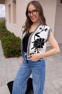 Wildflower Whim Floral Print Contrast Stitch Vest
