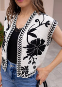 Wildflower Whim Floral Print Contrast Stitch Vest