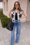 Wildflower Whim Floral Print Contrast Stitch Vest