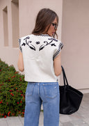 Wildflower Whim Floral Print Contrast Stitch Vest