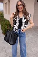 Wildflower Whim Floral Print Contrast Stitch Vest