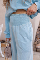 So Fetch Mineral Washed Wide-Leg Smocked Waist Pants | 6 Colors