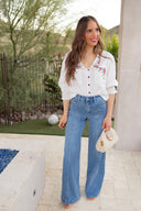 Garden Daydream Floral Embroidered Blouse