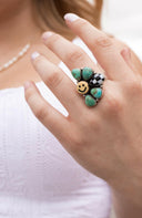 Happy Days Smiley Checkered Stone Rings-Cluster Rings-Rae Collective, Women's Online Fashion Boutique Located in Phoenix, Arizona (Scottsdale Area)