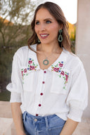 Garden Daydream Floral Embroidered Blouse