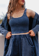 J.HER Mineral Wash Ribbed Brami Tank Cropped Top