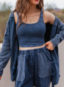 J.HER Mineral Wash Ribbed Brami Tank Cropped Top