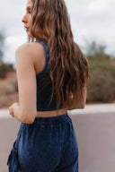 J.HER Mineral Wash Ribbed Brami Tank Cropped Top
