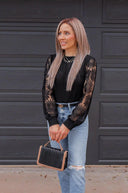 Sunflower Lace Mesh Sleeve Waffle Knit Top | S-XL-Long Sleeve Tops-Krush Kandy, Women's Online Fashion Boutique Located in Phoenix, Arizona (Scottsdale Area)