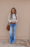 Kancan Juliet Mid Rise Raw Hem Flare Jeans-Jeans-Krush Kandy, Women's Online Fashion Boutique Located in Phoenix, Arizona (Scottsdale Area)