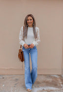 Sunflower Lace Mesh Sleeve Waffle Knit Top | S-XL-Long Sleeve Tops-Rae Collective, Women's Online Fashion Boutique Located in Phoenix, Arizona (Scottsdale Area)