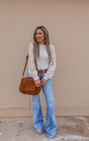 Sunflower Lace Mesh Sleeve Waffle Knit Top | S-XL-Long Sleeve Tops-Rae Collective, Women's Online Fashion Boutique Located in Phoenix, Arizona (Scottsdale Area)