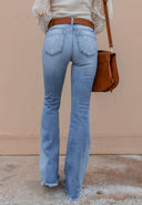 Kancan Juliet Mid Rise Raw Hem Flare Jeans-Jeans-Krush Kandy, Women's Online Fashion Boutique Located in Phoenix, Arizona (Scottsdale Area)