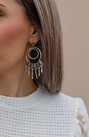 Sterling Silver Mixed Stone Fringe Earrings-Drop Earrings-Rae Collective, Women's Online Fashion Boutique Located in Phoenix, Arizona (Scottsdale Area)