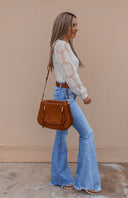 Sunflower Lace Mesh Sleeve Waffle Knit Top | S-XL-Long Sleeve Tops-Krush Kandy, Women's Online Fashion Boutique Located in Phoenix, Arizona (Scottsdale Area)