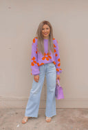 Madeline Blooming Daisy Sweater | S-XL-Sweaters-Krush Kandy, Women's Online Fashion Boutique Located in Phoenix, Arizona (Scottsdale Area)