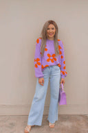 Madeline Blooming Daisy Sweater | S-XL-Sweaters-Krush Kandy, Women's Online Fashion Boutique Located in Phoenix, Arizona (Scottsdale Area)