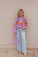 Madeline Blooming Daisy Sweater | S-XL-Sweaters-Krush Kandy, Women's Online Fashion Boutique Located in Phoenix, Arizona (Scottsdale Area)