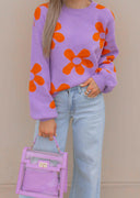 Madeline Blooming Daisy Sweater | S-XL-Sweaters-Rae Collective, Women's Online Fashion Boutique Located in Phoenix, Arizona (Scottsdale Area)