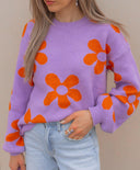 Madeline Blooming Daisy Sweater | S-XL-Sweaters-Krush Kandy, Women's Online Fashion Boutique Located in Phoenix, Arizona (Scottsdale Area)