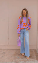 Madeline Blooming Daisy Sweater | S-XL-Sweaters-Rae Collective, Women's Online Fashion Boutique Located in Phoenix, Arizona (Scottsdale Area)