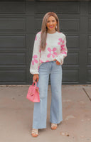 Madeline Blooming Daisy Sweater | S-XL-Sweaters-Rae Collective, Women's Online Fashion Boutique Located in Phoenix, Arizona (Scottsdale Area)