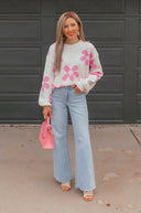 Madeline Blooming Daisy Sweater | S-XL-Sweaters-Rae Collective, Women's Online Fashion Boutique Located in Phoenix, Arizona (Scottsdale Area)