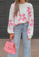 Madeline Blooming Daisy Sweater | S-XL-Sweaters-Rae Collective, Women's Online Fashion Boutique Located in Phoenix, Arizona (Scottsdale Area)