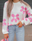 Madeline Blooming Daisy Sweater | S-XL-Sweaters-Rae Collective, Women's Online Fashion Boutique Located in Phoenix, Arizona (Scottsdale Area)
