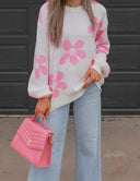 Madeline Blooming Daisy Sweater | S-XL-Sweaters-Krush Kandy, Women's Online Fashion Boutique Located in Phoenix, Arizona (Scottsdale Area)