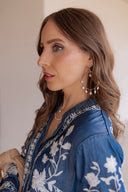 Beaded Tassel Sterling Silver Hoop Earrings