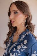 Beaded Tassel Sterling Silver Hoop Earrings