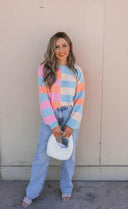 Joyful Striped Color Block Spring Sweater | S-XL-Sweaters-Rae Collective, Women's Online Fashion Boutique Located in Phoenix, Arizona (Scottsdale Area)