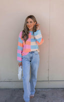 Joyful Striped Color Block Spring Sweater | S-XL-Sweaters-Rae Collective, Women's Online Fashion Boutique Located in Phoenix, Arizona (Scottsdale Area)